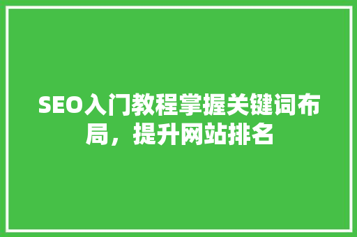 SEO入门教程掌握关键词布局，提升网站排名