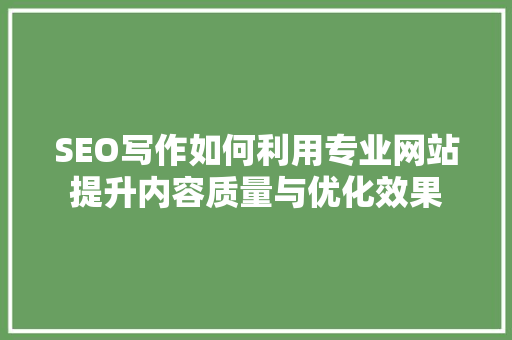 SEO写作如何利用专业网站提升内容质量与优化效果