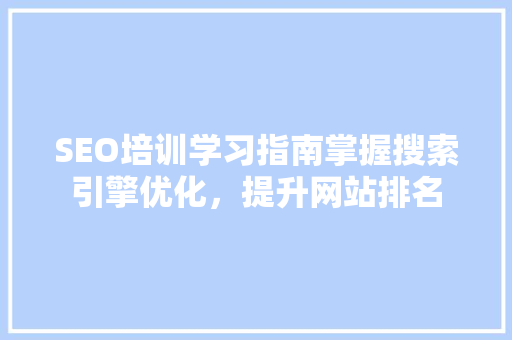 SEO培训学习指南掌握搜索引擎优化，提升网站排名