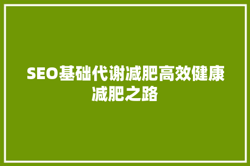 SEO基础代谢减肥高效健康减肥之路
