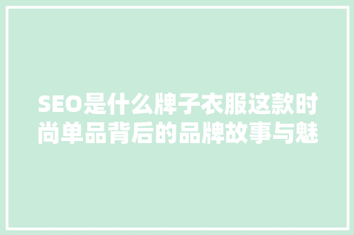 SEO是什么牌子衣服这款时尚单品背后的品牌故事与魅力  第1张
