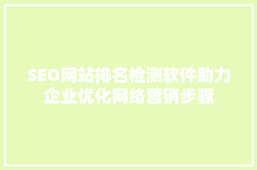 SEO网站排名检测软件助力企业优化网络营销步骤