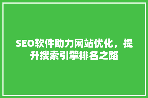 SEO软件助力网站优化，提升搜索引擎排名之路