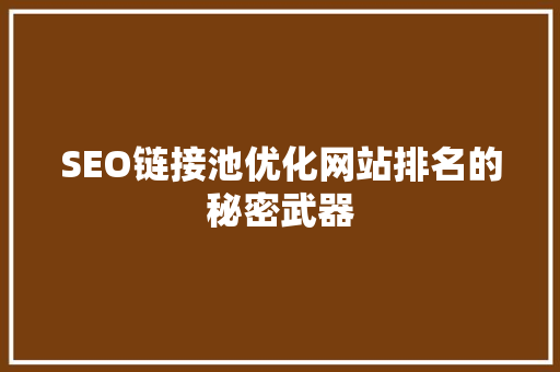 SEO链接池优化网站排名的秘密武器  第1张