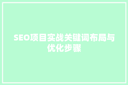 SEO项目实战关键词布局与优化步骤  第1张