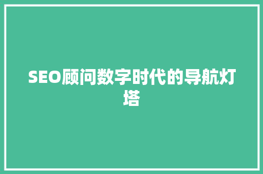 SEO顾问数字时代的导航灯塔