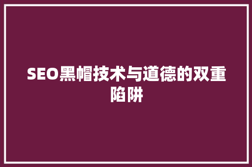SEO黑帽技术与道德的双重陷阱