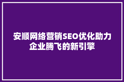 安顺网络营销SEO优化助力企业腾飞的新引擎
