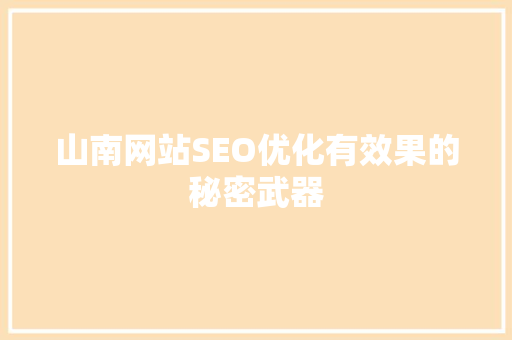 山南网站SEO优化有效果的秘密武器
