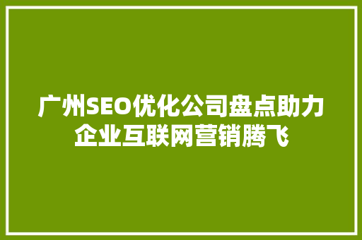 广州SEO优化公司盘点助力企业互联网营销腾飞