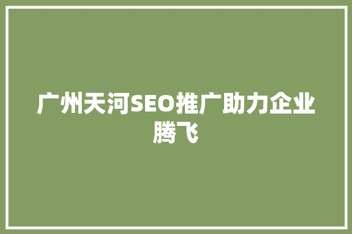 广州天河SEO推广助力企业腾飞  第1张