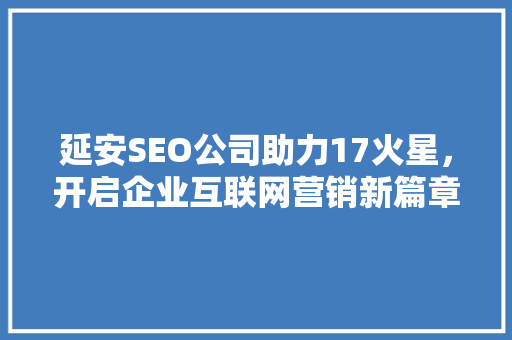 延安SEO公司助力17火星，开启企业互联网营销新篇章