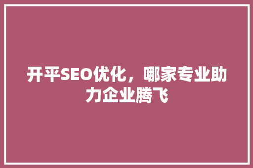 开平SEO优化，哪家专业助力企业腾飞