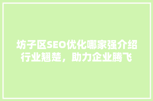 坊子区SEO优化哪家强介绍行业翘楚，助力企业腾飞