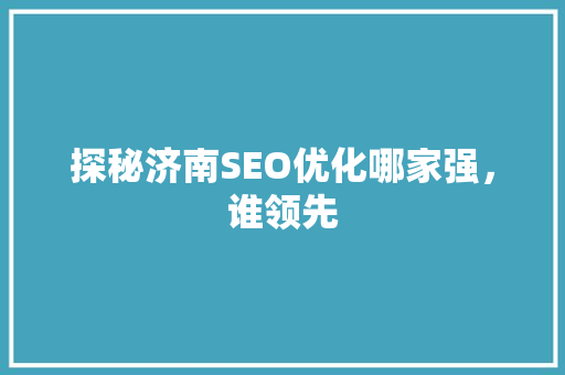 探秘济南SEO优化哪家强，谁领先