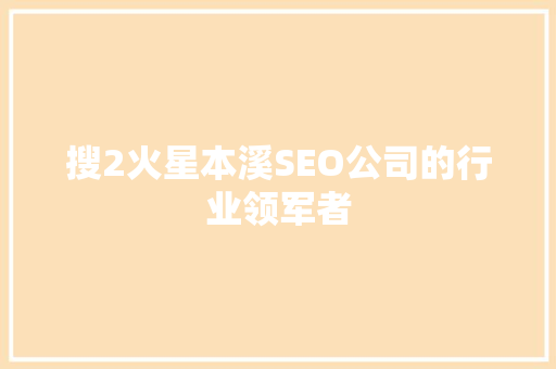 搜2火星本溪SEO公司的行业领军者
