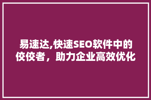 易速达,快速SEO软件中的佼佼者，助力企业高效优化网站排名