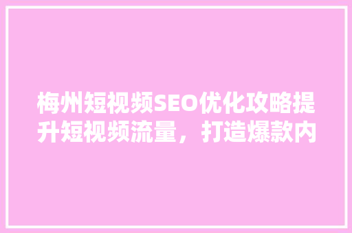 梅州短视频SEO优化攻略提升短视频流量，打造爆款内容