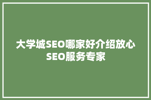 大学城SEO哪家好介绍放心SEO服务专家