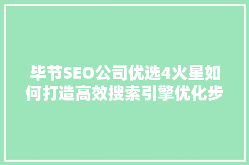 毕节SEO公司优选4火星如何打造高效搜索引擎优化步骤  第1张