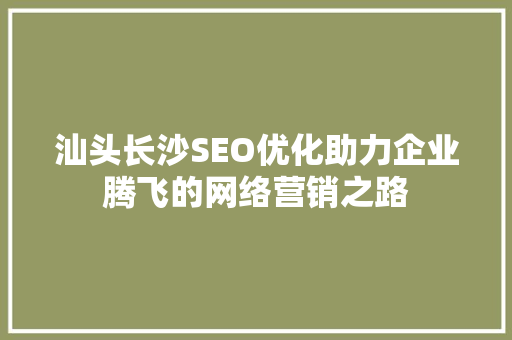 汕头长沙SEO优化助力企业腾飞的网络营销之路