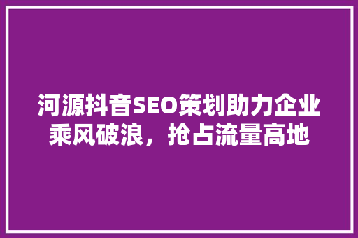 河源抖音SEO策划助力企业乘风破浪，抢占流量高地