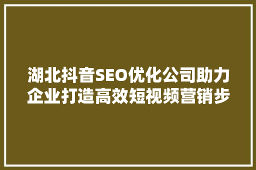 湖北抖音SEO优化公司助力企业打造高效短视频营销步骤