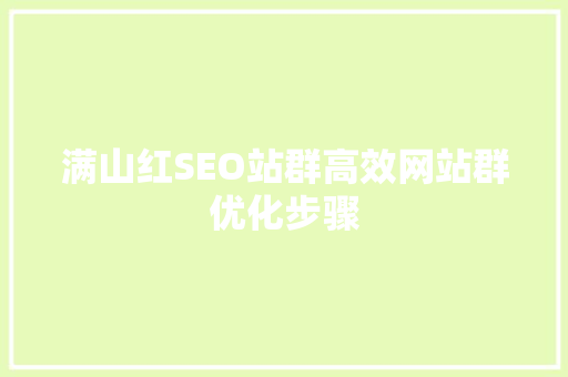 满山红SEO站群高效网站群优化步骤