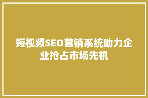 短视频SEO营销系统助力企业抢占市场先机  第1张