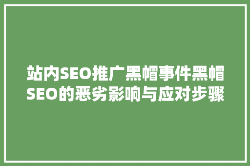 站内SEO推广黑帽事件黑帽SEO的恶劣影响与应对步骤
