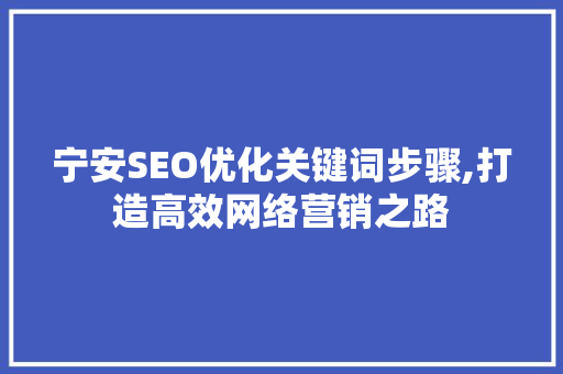 宁安SEO优化关键词步骤,打造高效网络营销之路