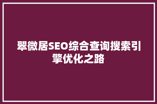 翠微居SEO综合查询搜索引擎优化之路
