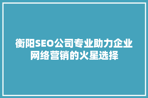 衡阳SEO公司专业助力企业网络营销的火星选择