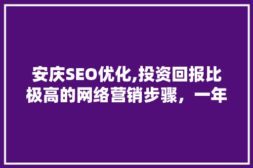 安庆SEO优化,投资回报比极高的网络营销步骤，一年费用介绍