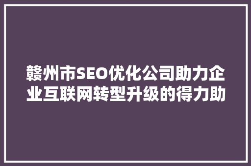 赣州市SEO优化公司助力企业互联网转型升级的得力助手  第1张