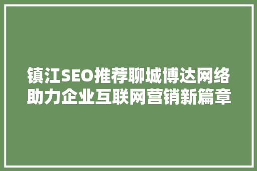 镇江SEO推荐聊城博达网络助力企业互联网营销新篇章