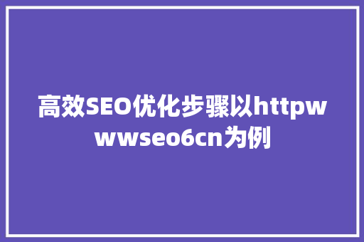 高效SEO优化步骤以httpwwwseo6cn为例