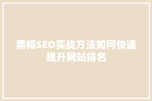 黑帽SEO实战方法如何快速提升网站排名