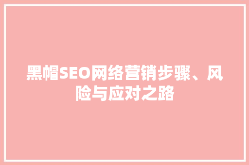 黑帽SEO网络营销步骤、风险与应对之路