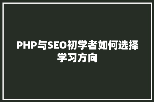 PHP与SEO初学者如何选择学习方向