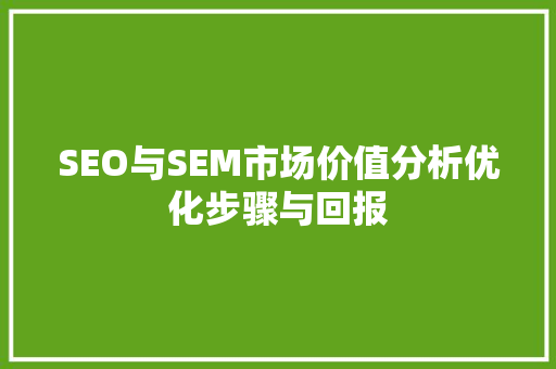 SEO与SEM市场价值分析优化步骤与回报