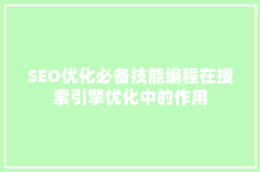 SEO优化必备技能编程在搜索引擎优化中的作用