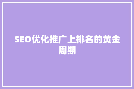 SEO优化推广上排名的黄金周期