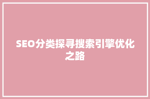 SEO分类探寻搜索引擎优化之路