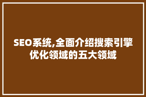 SEO系统,全面介绍搜索引擎优化领域的五大领域