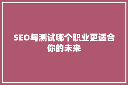 SEO与测试哪个职业更适合你的未来