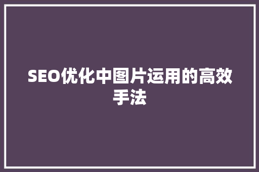 SEO优化中图片运用的高效手法