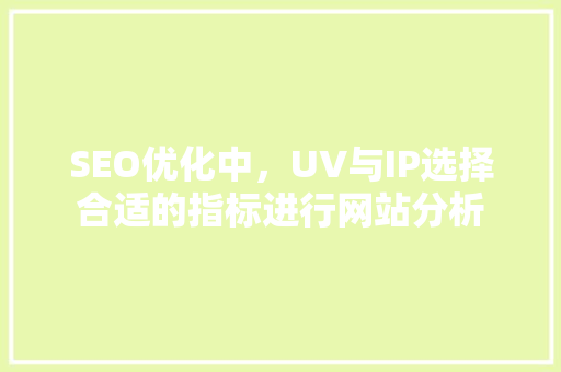 SEO优化中，UV与IP选择合适的指标进行网站分析