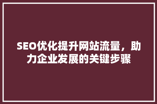 SEO优化提升网站流量，助力企业发展的关键步骤