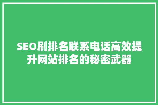 SEO刷排名联系电话高效提升网站排名的秘密武器